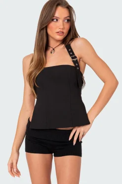 Buckle Strap Open Back Top