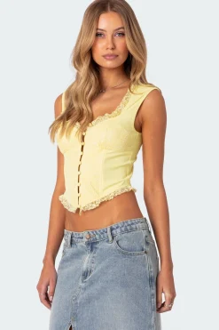 Button Front Lacey Corset