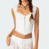 Button Front Lacey Corset