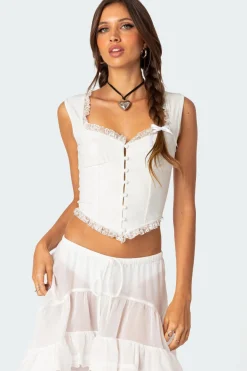 Button Front Lacey Corset