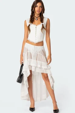 Button Front Lacey Corset
