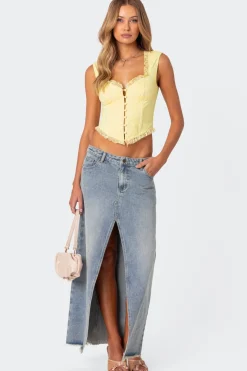 Button Front Lacey Corset