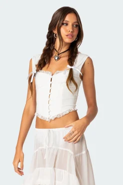 Button Front Lacey Corset