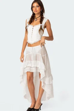 Button Front Lacey Corset