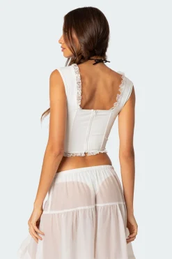 Button Front Lacey Corset