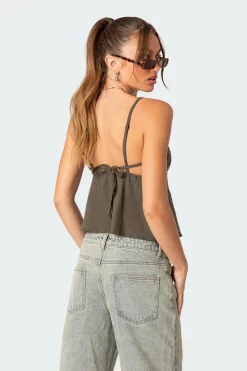 Button Up Linen Look Tank Top
