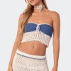Cabana Contrast Crochet Crop Top