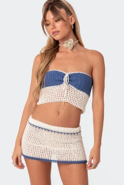 Cabana Contrast Crochet Crop Top