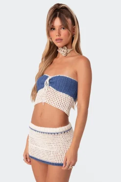 Cabana Contrast Crochet Crop Top
