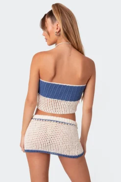 Cabana Contrast Crochet Crop Top