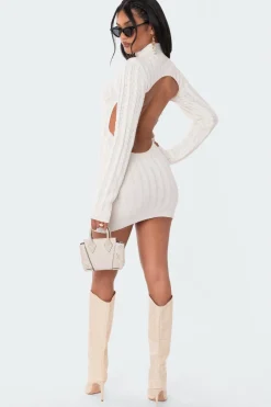 Cable Knit Open Back Dress