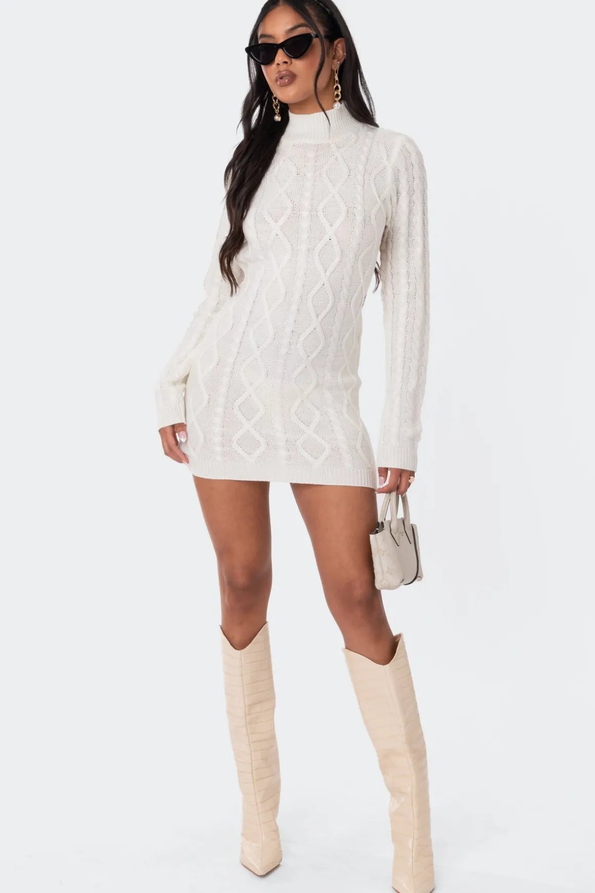 Cable Knit Open Back Dress