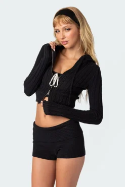 Cable Knit Zip Up Cardigan