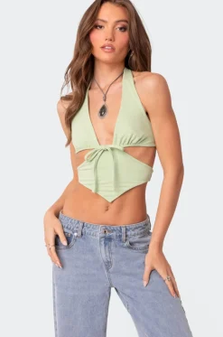 Cady Tie Front Cut Out Top