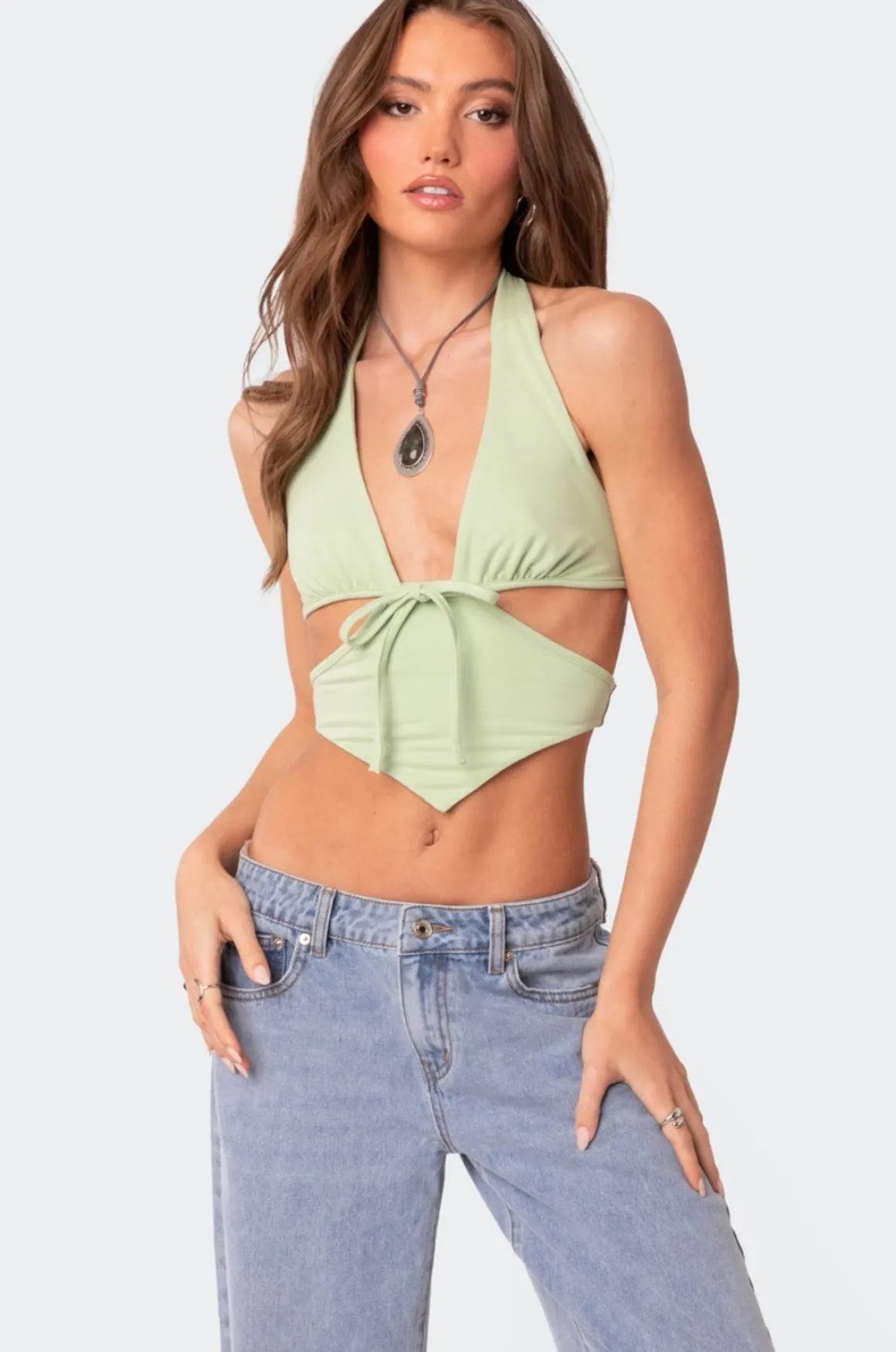 Cady Tie Front Cut Out Top