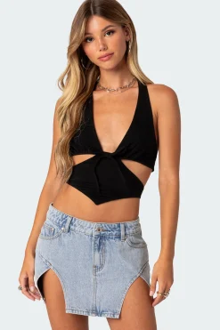 Cady Tie Front Cut Out Top