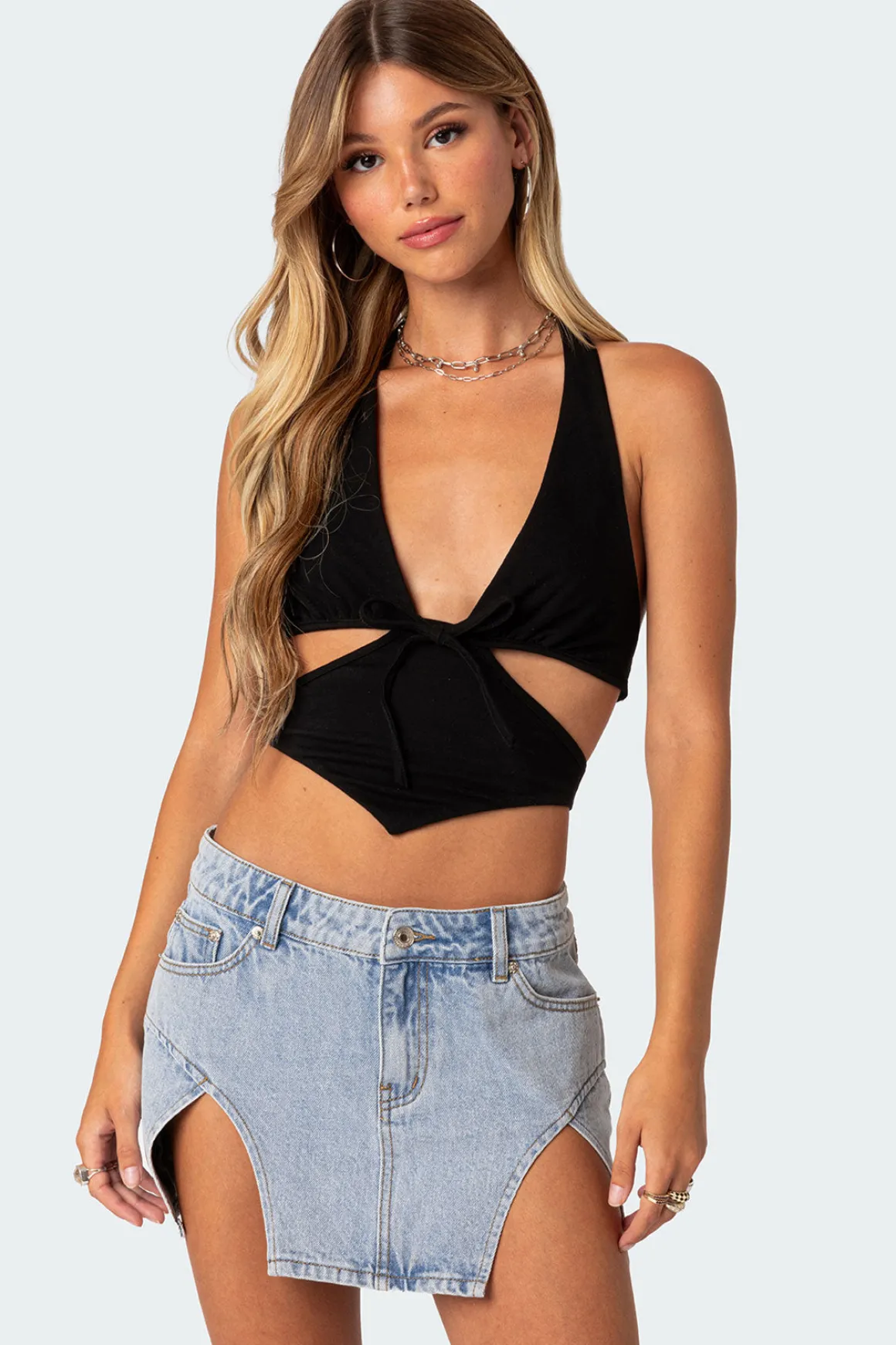 Cady Tie Front Cut Out Top