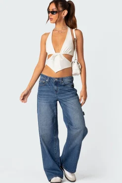 Cady Tie Front Cut Out Top