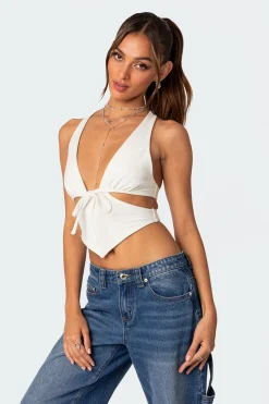 Cady Tie Front Cut Out Top