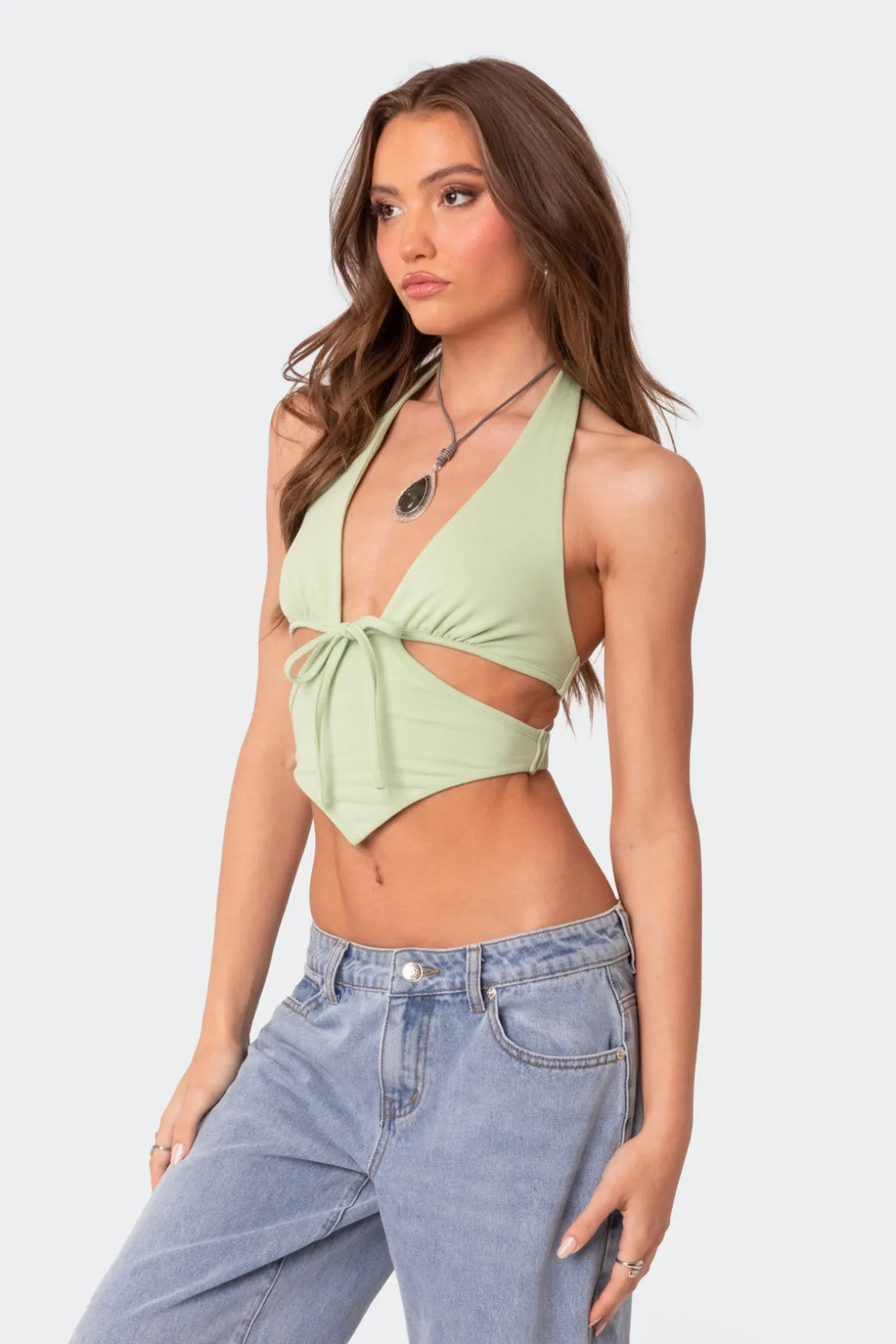 Cady Tie Front Cut Out Top
