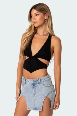 Cady Tie Front Cut Out Top