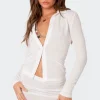 Caia Sheer Knit Button Up Shirt