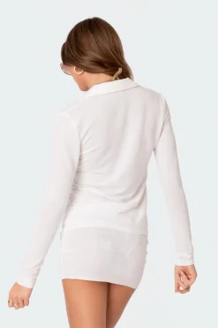 Caia Sheer Knit Button Up Shirt