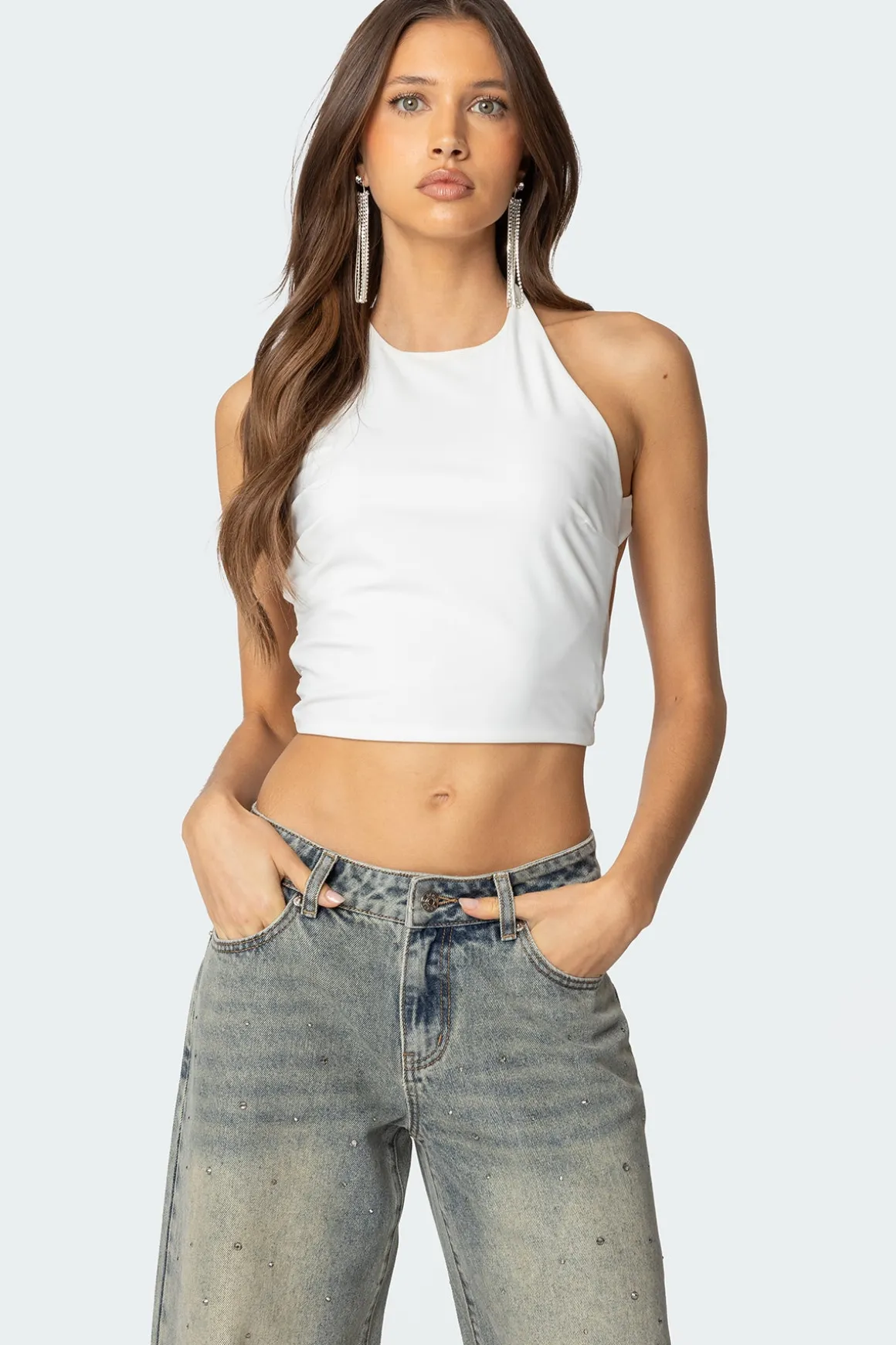 Caity Backless High Neck Top