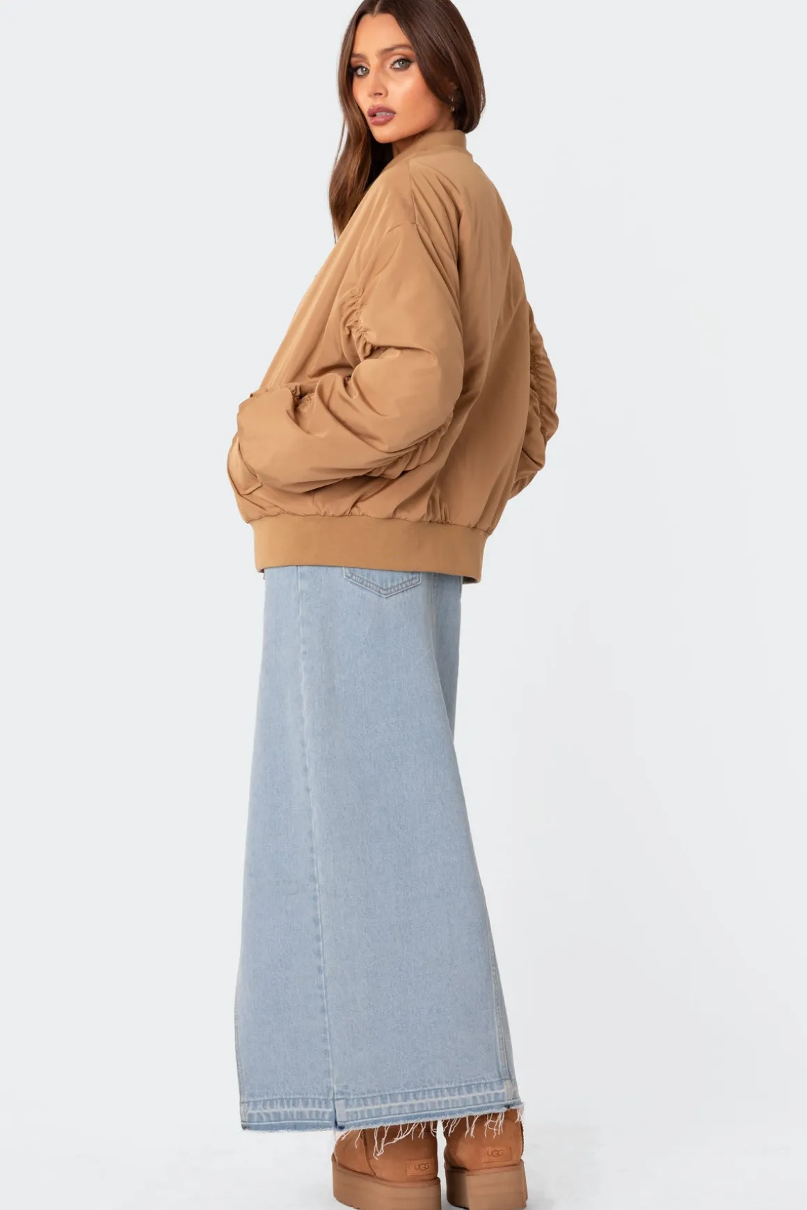 Cala Ruched Oversized Bomber Jacket