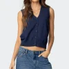 Cam Button Up Knit Vest Top