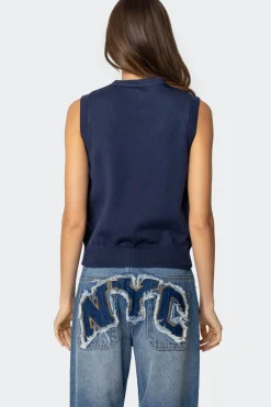 Cam Button Up Knit Vest Top