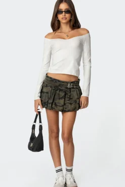 Camo Belted Bubble Mini Skort