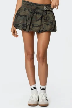 Camo Belted Bubble Mini Skort