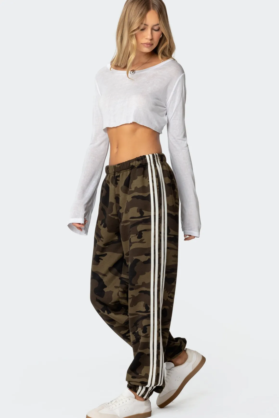 Camo Contast Striped Sweatpants