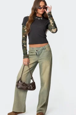 Camo Layered Long Sleeve T Shirt