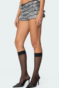 Camo Ruffled Mesh Shorts