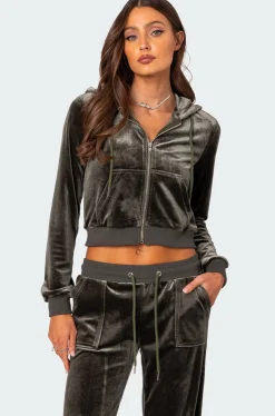 Camron Velvet Zip Up Hoodie