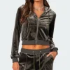 Camron Velvet Zip Up Hoodie