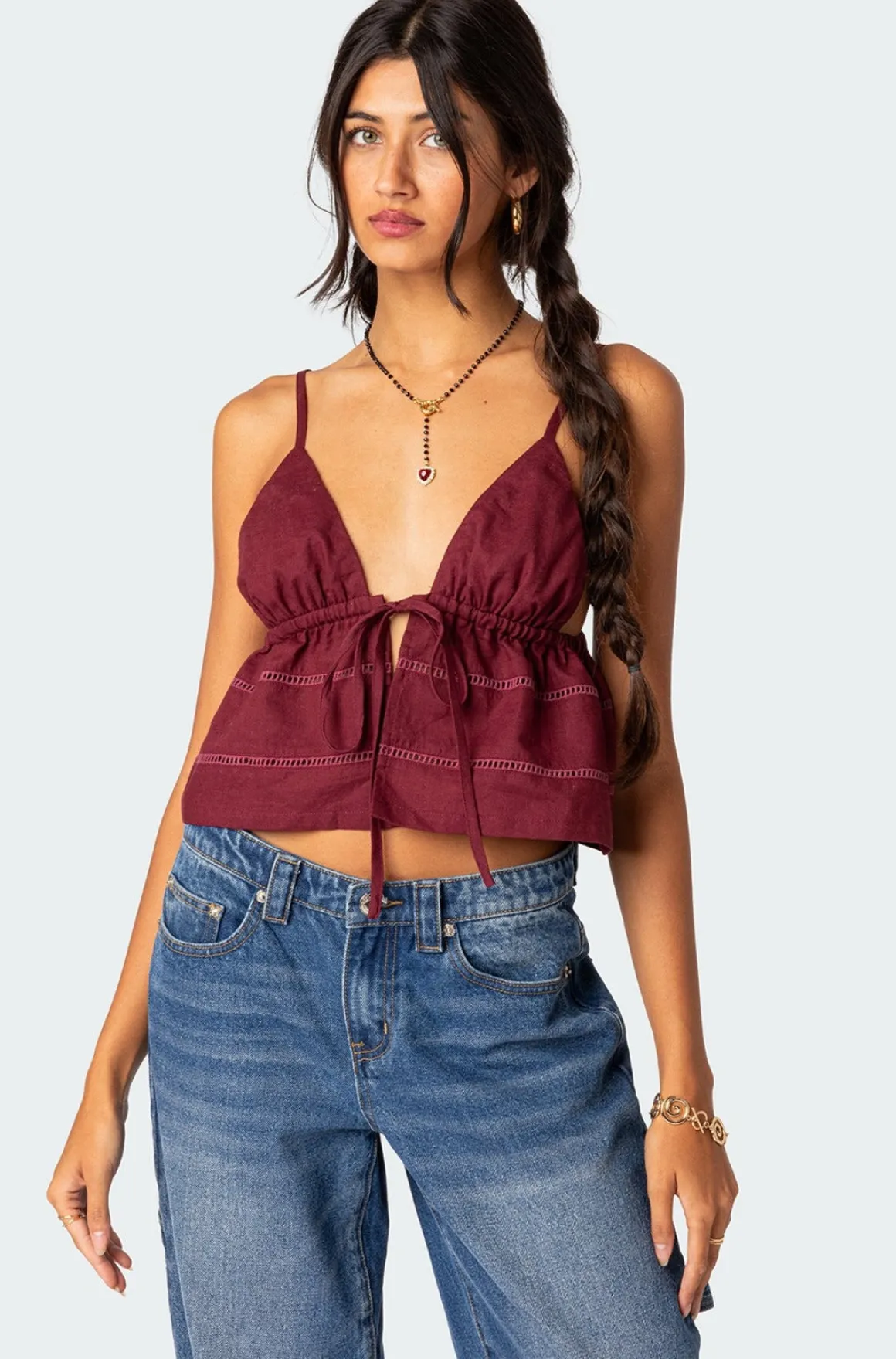 Candy Cotton Tie Front Tank Top