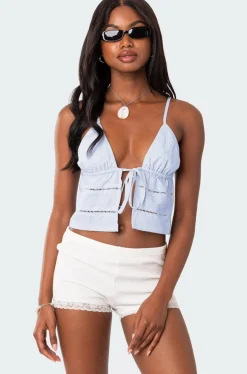 Candy Cotton Tie Front Tank Top