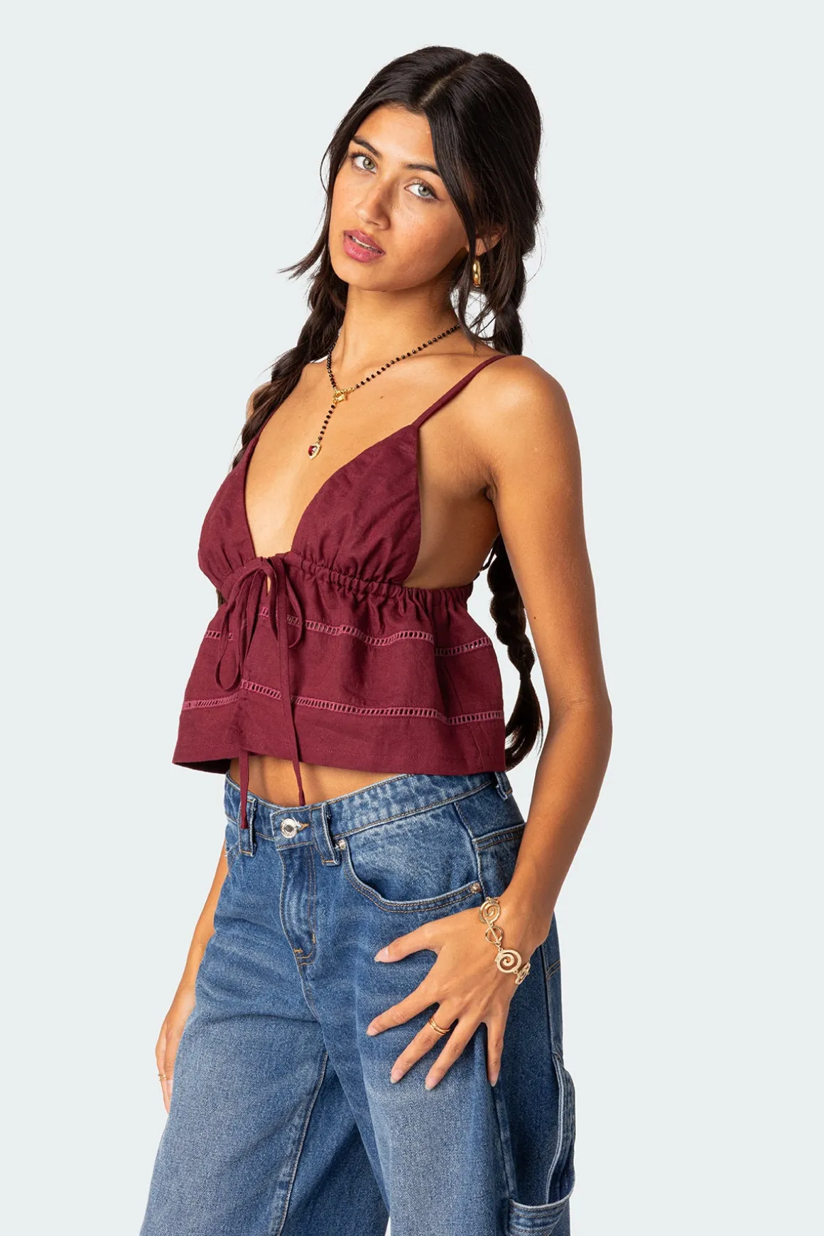 Candy Cotton Tie Front Tank Top