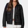 Cargo Faux Leather Bomber Jacket