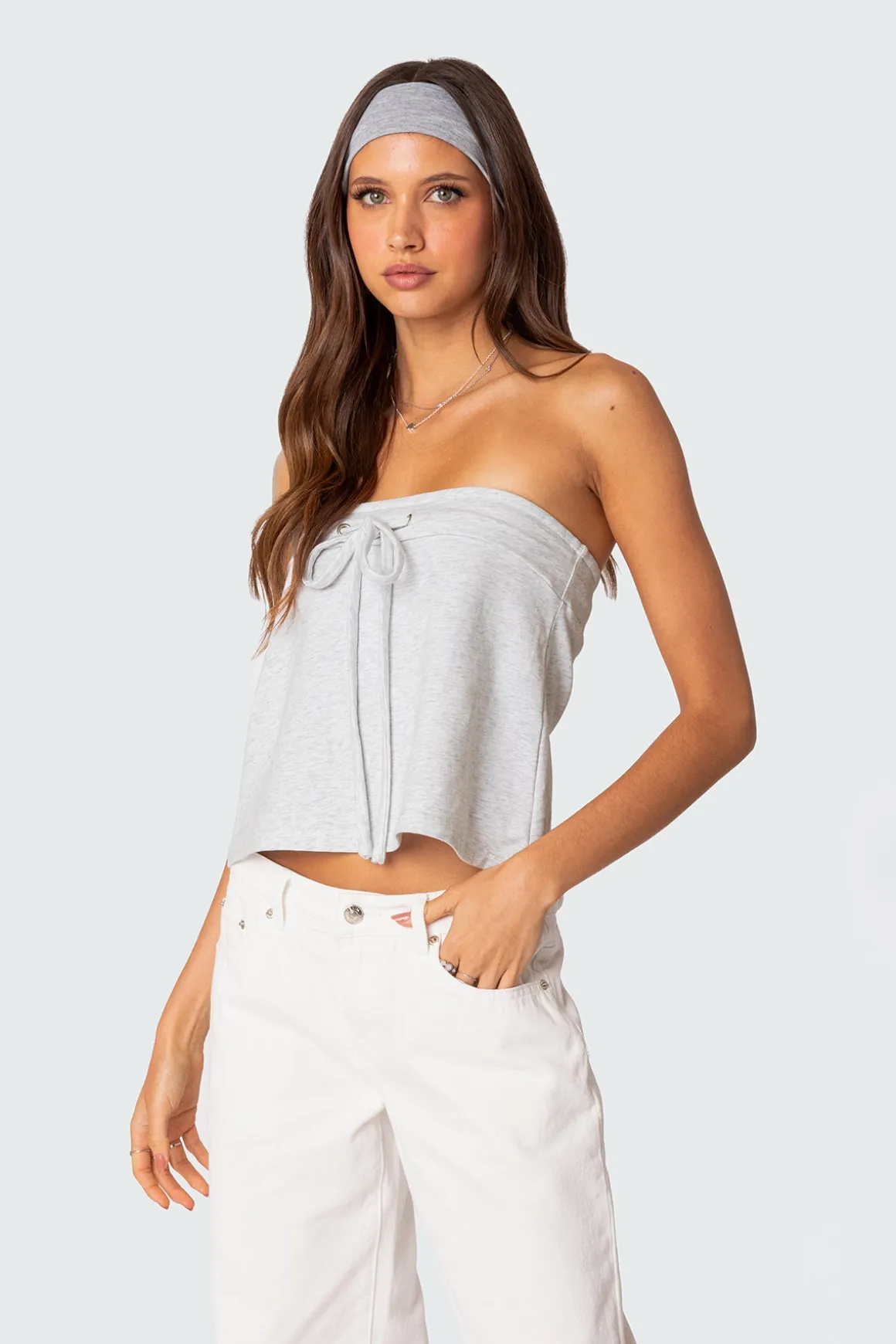 Caroline Tie Front Strapless Top