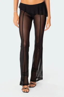 Carsen Ruffle Sheer Mesh Pants