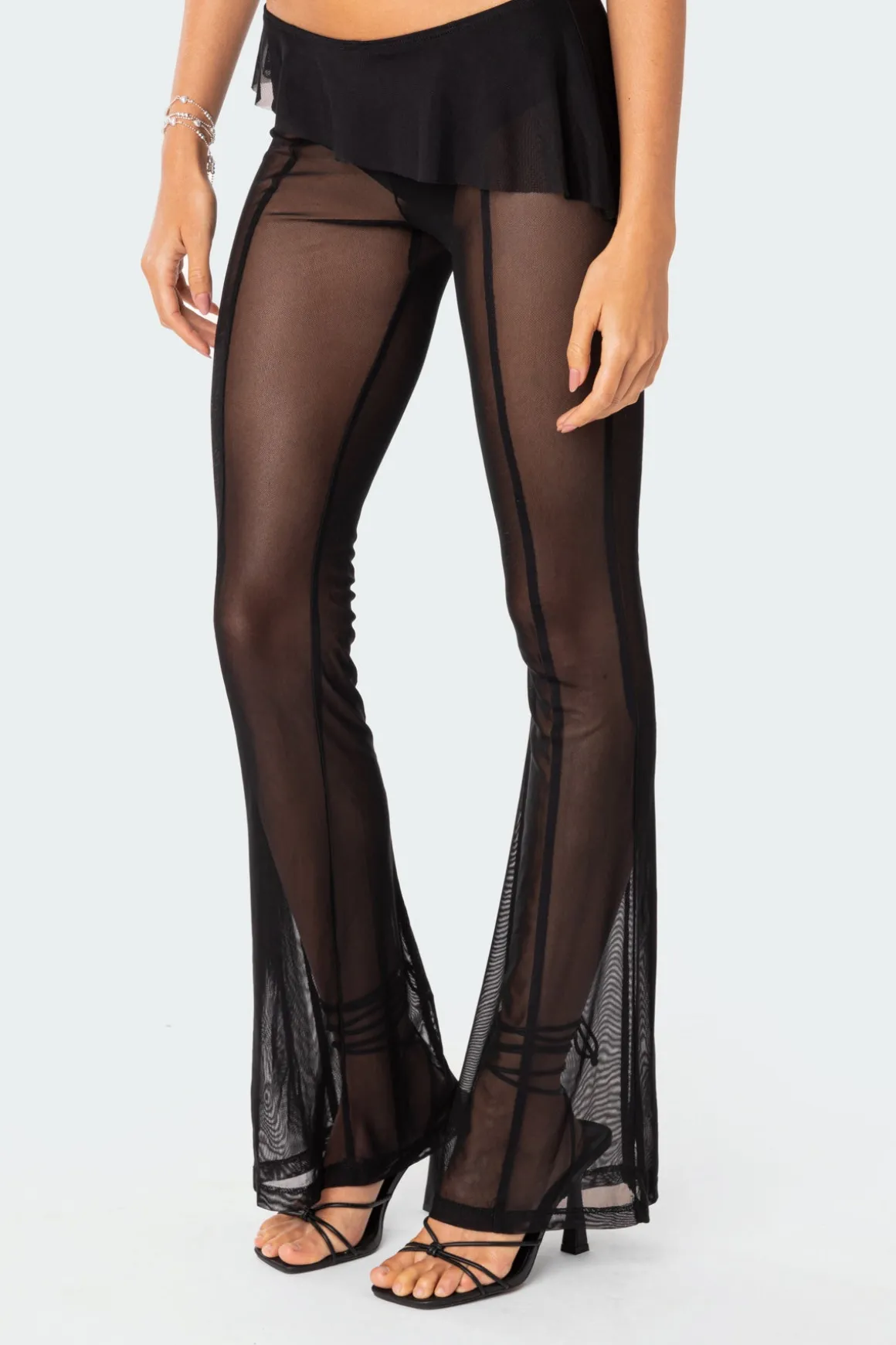 Carsen Ruffle Sheer Mesh Pants
