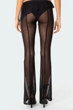 Carsen Ruffle Sheer Mesh Pants