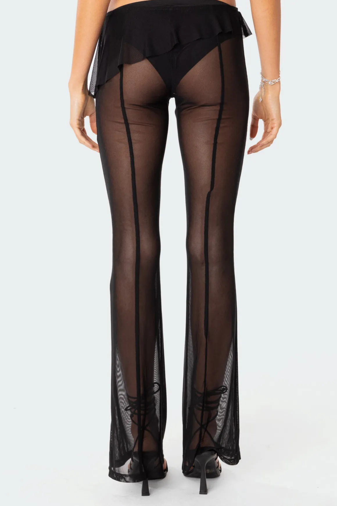 Carsen Ruffle Sheer Mesh Pants