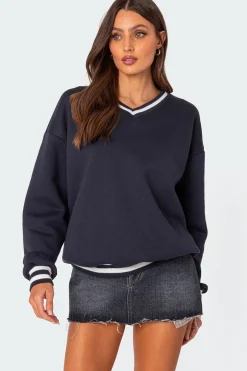 Caryn Oversized V Neck Sweatshirt