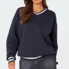 Caryn Oversized V Neck Sweatshirt