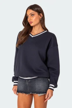 Caryn Oversized V Neck Sweatshirt